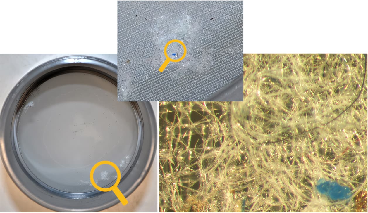 Afbeelding 2.2 Ophoping van microplastics op 125 μm filter